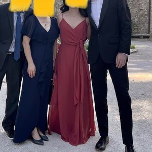 Jenny Yoo Amara Luxe Chiffon Dress in Rust